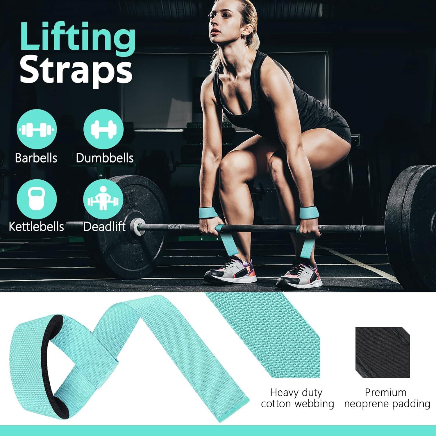 imageWALITO 7Pcs Barbell Pad Set for Hip Thrust Squat PadGym Accessories for Women with Bar BadBench Press with Gym Ankle StrapsResistance Bands for Working OutLifting StrapCarry BagLake Blue