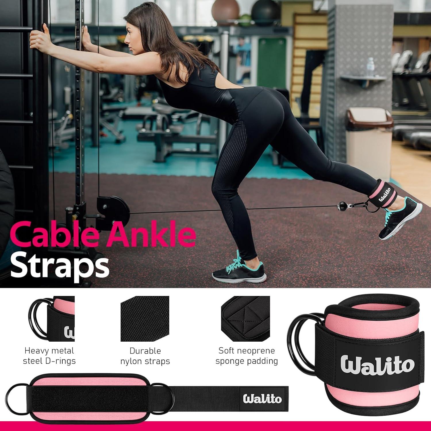 imageWALITO 7Pcs Barbell Pad Set for Hip Thrust Squat PadGym Accessories for Women with Bar BadBench Press with Gym Ankle StrapsResistance Bands for Working OutLifting StrapCarry Bag1Pink