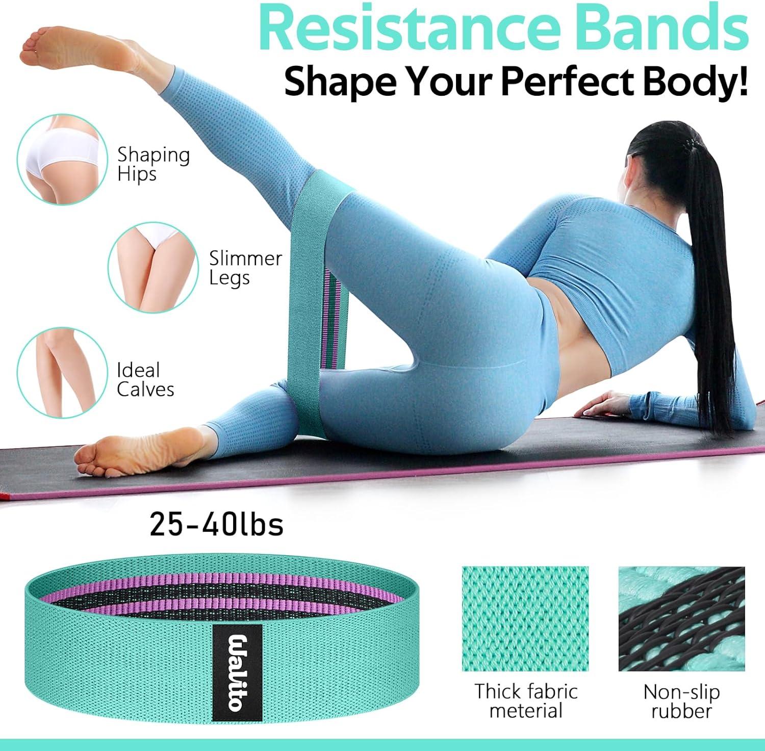 imageWALITO 7Pcs Barbell Pad Set for Hip Thrust Squat PadGym Accessories for Women with Bar BadBench Press with Gym Ankle StrapsResistance Bands for Working OutLifting StrapCarry BagLake Blue