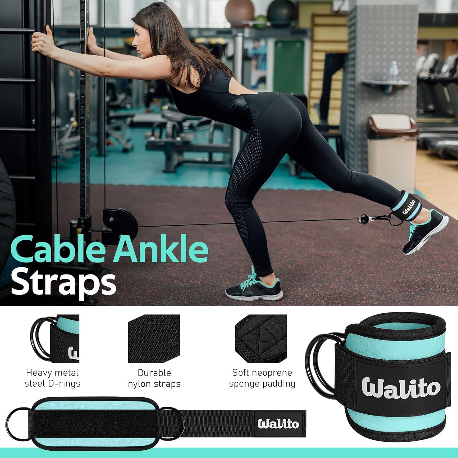 imageWALITO 7Pcs Barbell Pad Set for Hip Thrust Squat PadGym Accessories for Women with Bar BadBench Press with Gym Ankle StrapsResistance Bands for Working OutLifting StrapCarry BagLake Blue