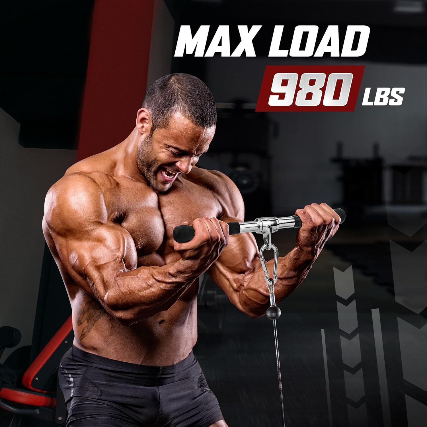 imageYes4All Cable Machine Attachment Double D Handle amp Tricep Rope Cable Attachment Weight Machine Accessories Load 880 LB for Home GymH Metal rotating bar rubber chrome