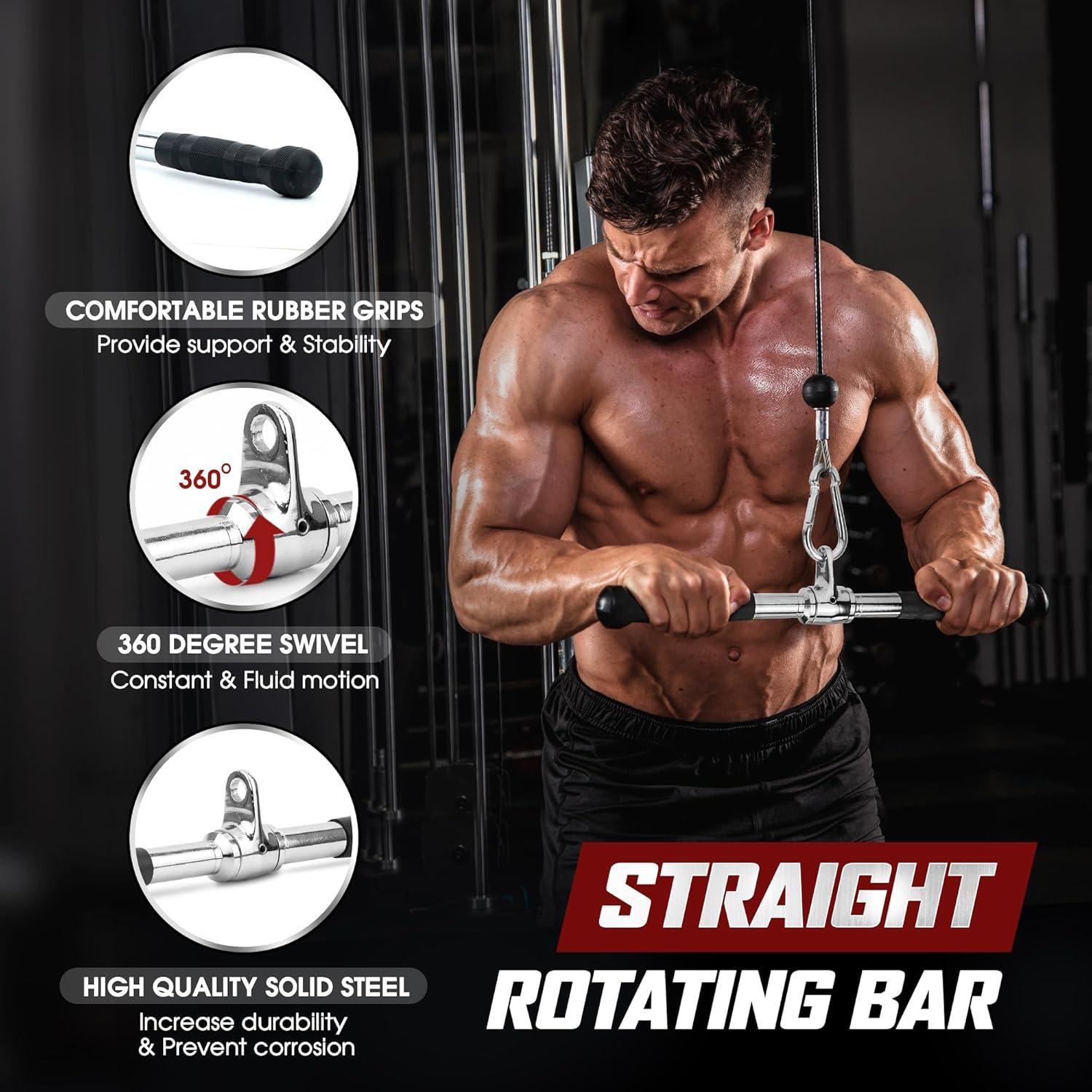 imageYes4All Cable Machine Attachment Double D Handle amp Tricep Rope Cable Attachment Weight Machine Accessories Load 880 LB for Home GymH Metal rotating bar rubber chrome