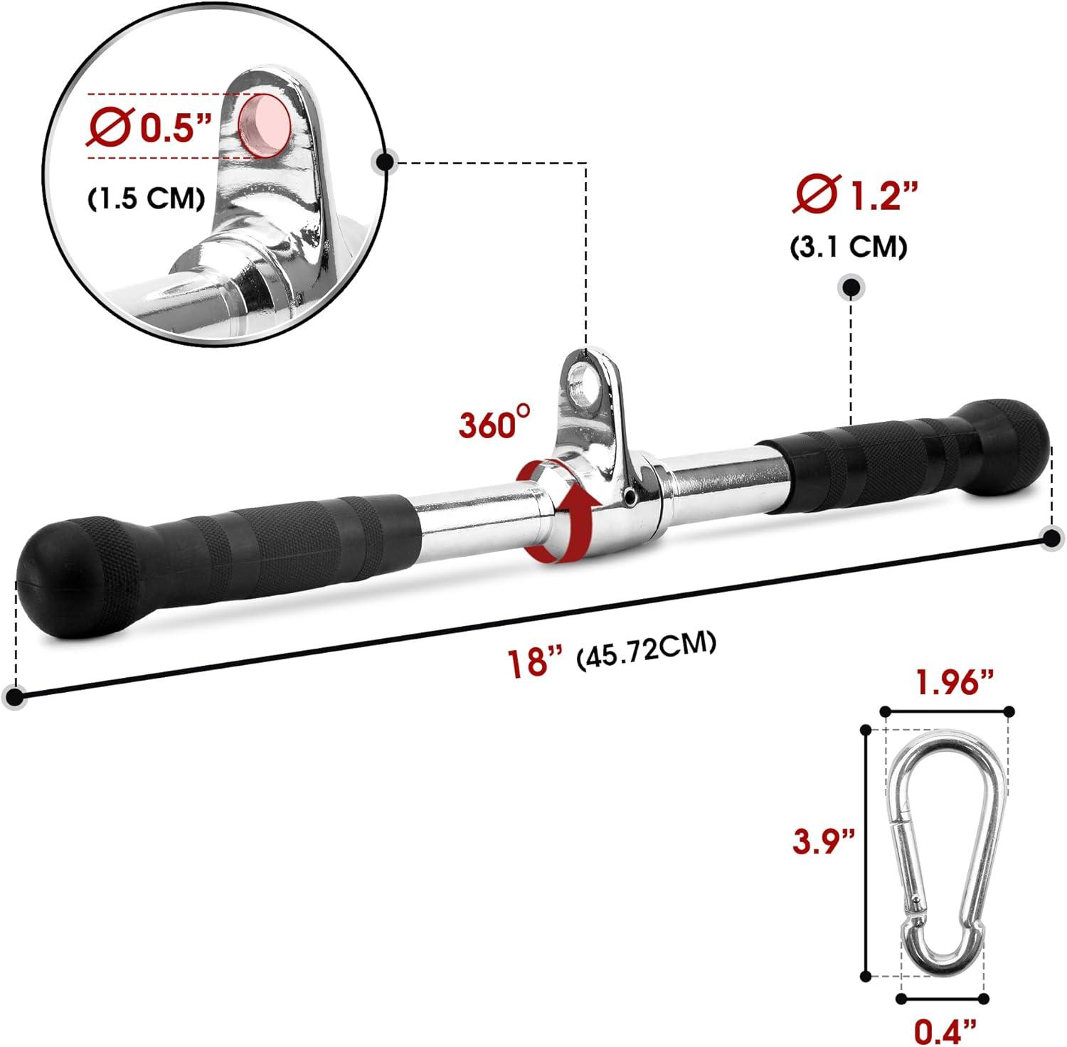 imageYes4All Cable Machine Attachment Double D Handle amp Tricep Rope Cable Attachment Weight Machine Accessories Load 880 LB for Home GymH Metal rotating bar rubber chrome