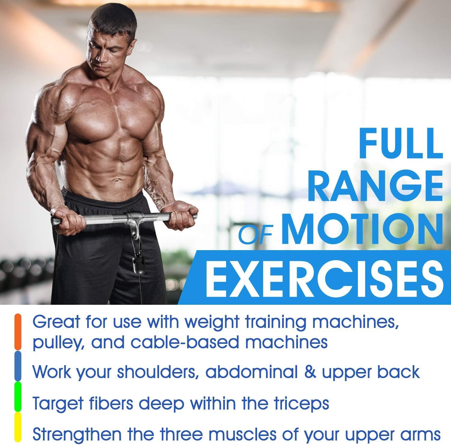 imageYes4All Cable Machine Attachment Row Handles Tricep Rope Straight Bar V Bar LAT Pulldown Accessories Load 880 LB for Home GymH Double D Handle TricepRope Vshaped bar