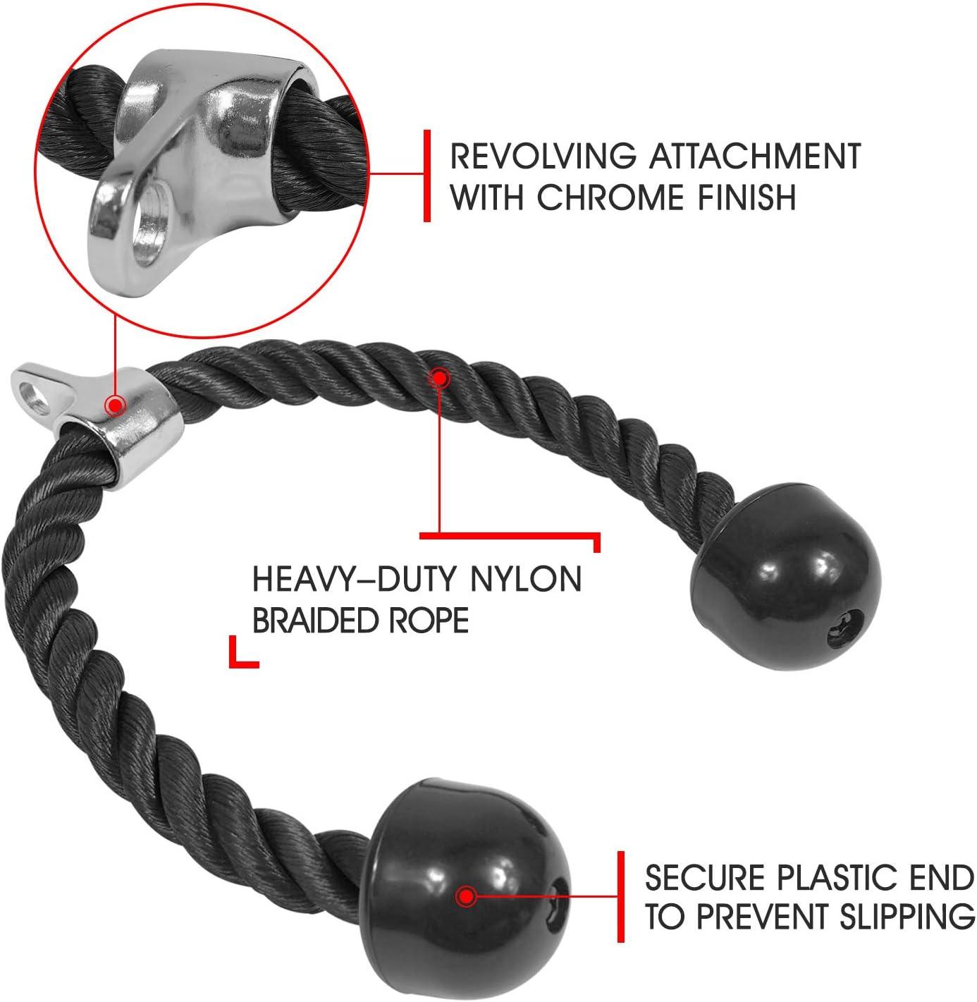imageYes4All Deluxe Tricep Rope Cable Attachment 27 amp 36 inch with 4 Colors Exercise Machine Attachments Pulley System Gym Pull Down Rope with CarabinerB 36 Black