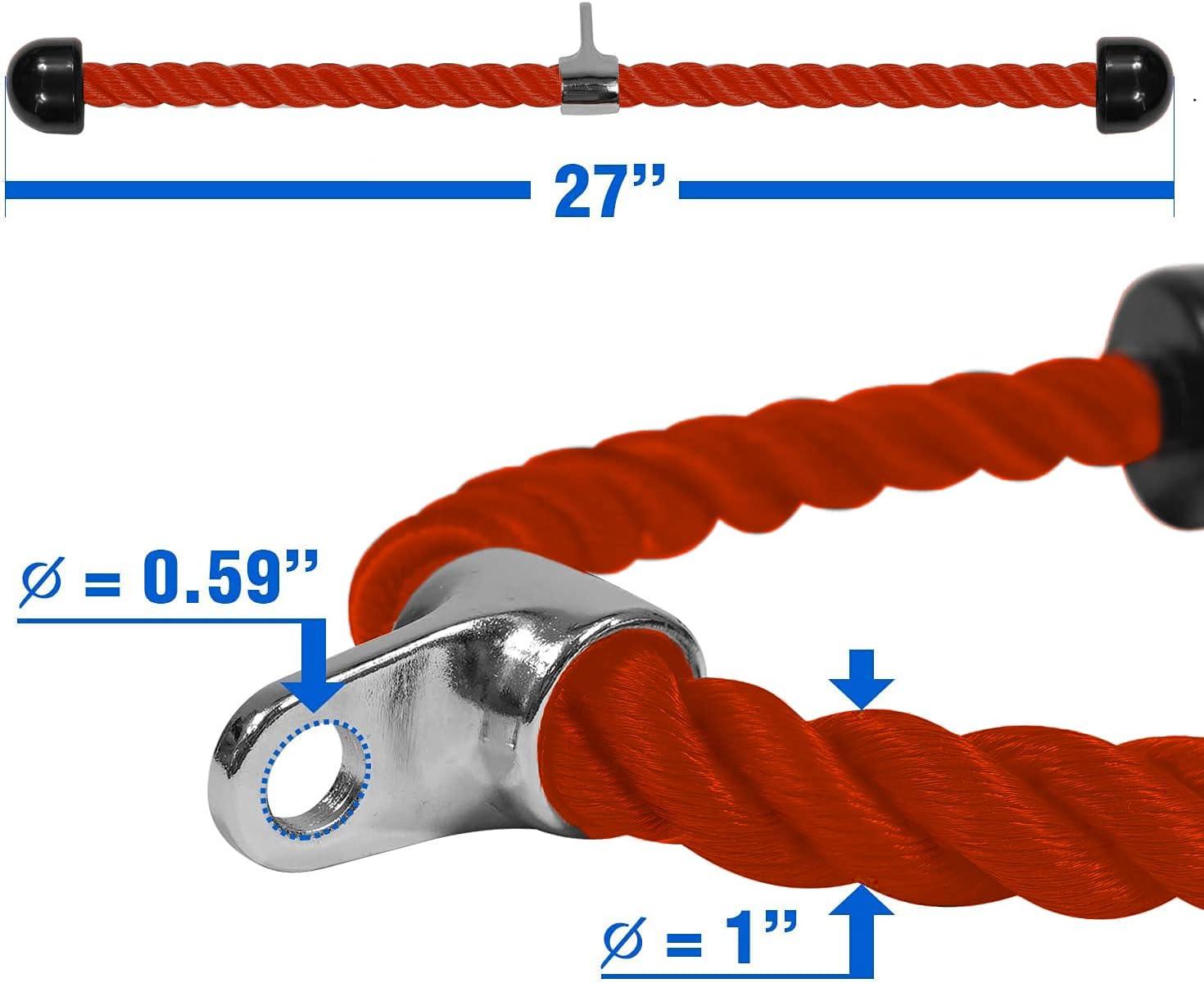 imageYes4All Deluxe Tricep Rope Cable Attachment 27 amp 36 inch with 4 Colors Exercise Machine Attachments Pulley System Gym Pull Down Rope with CarabinerC 27 inch Red