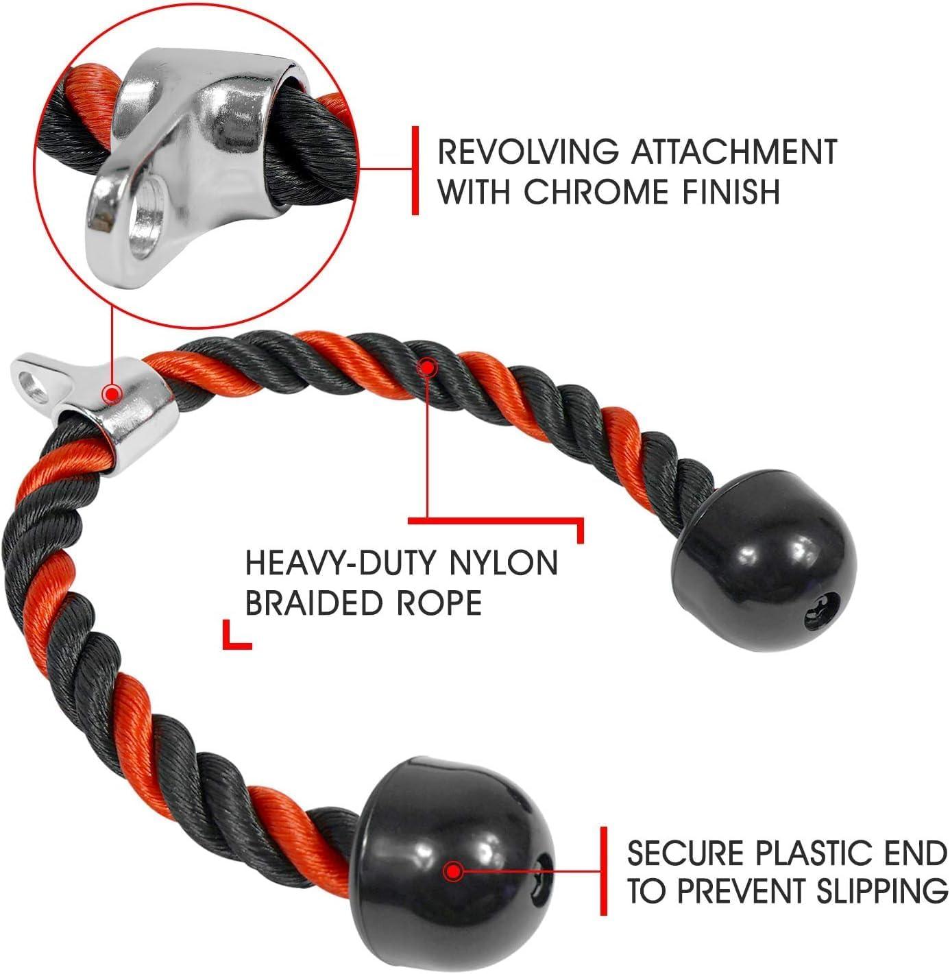 imageYes4All Deluxe Tricep Rope Cable Attachment 27 amp 36 inch with 4 Colors Exercise Machine Attachments Pulley System Gym Pull Down Rope with CarabinerD 27 Red Black