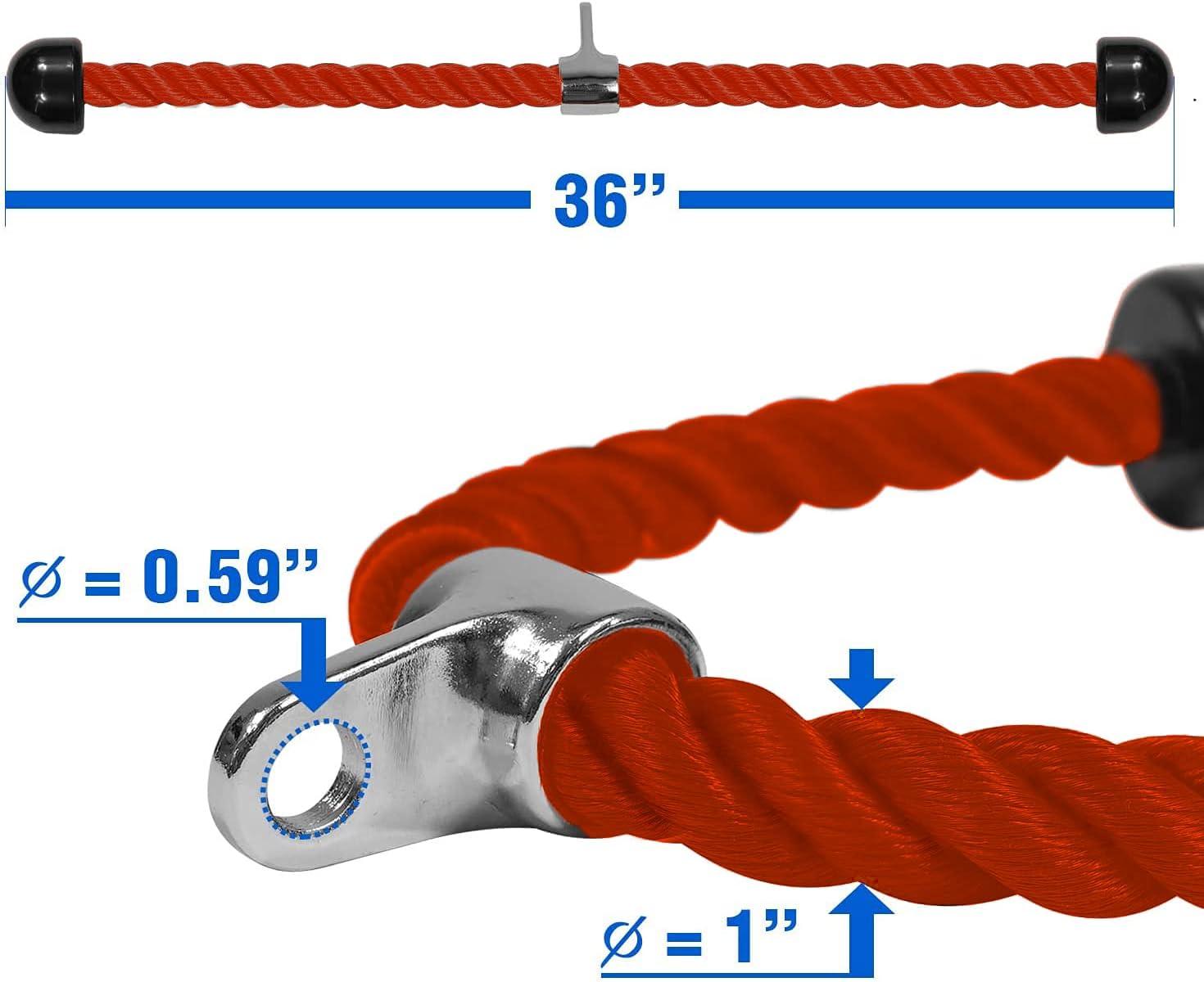 imageYes4All Deluxe Tricep Rope Cable Attachment 27 amp 36 inch with 4 Colors Exercise Machine Attachments Pulley System Gym Pull Down Rope with CarabinerE 36 Red
