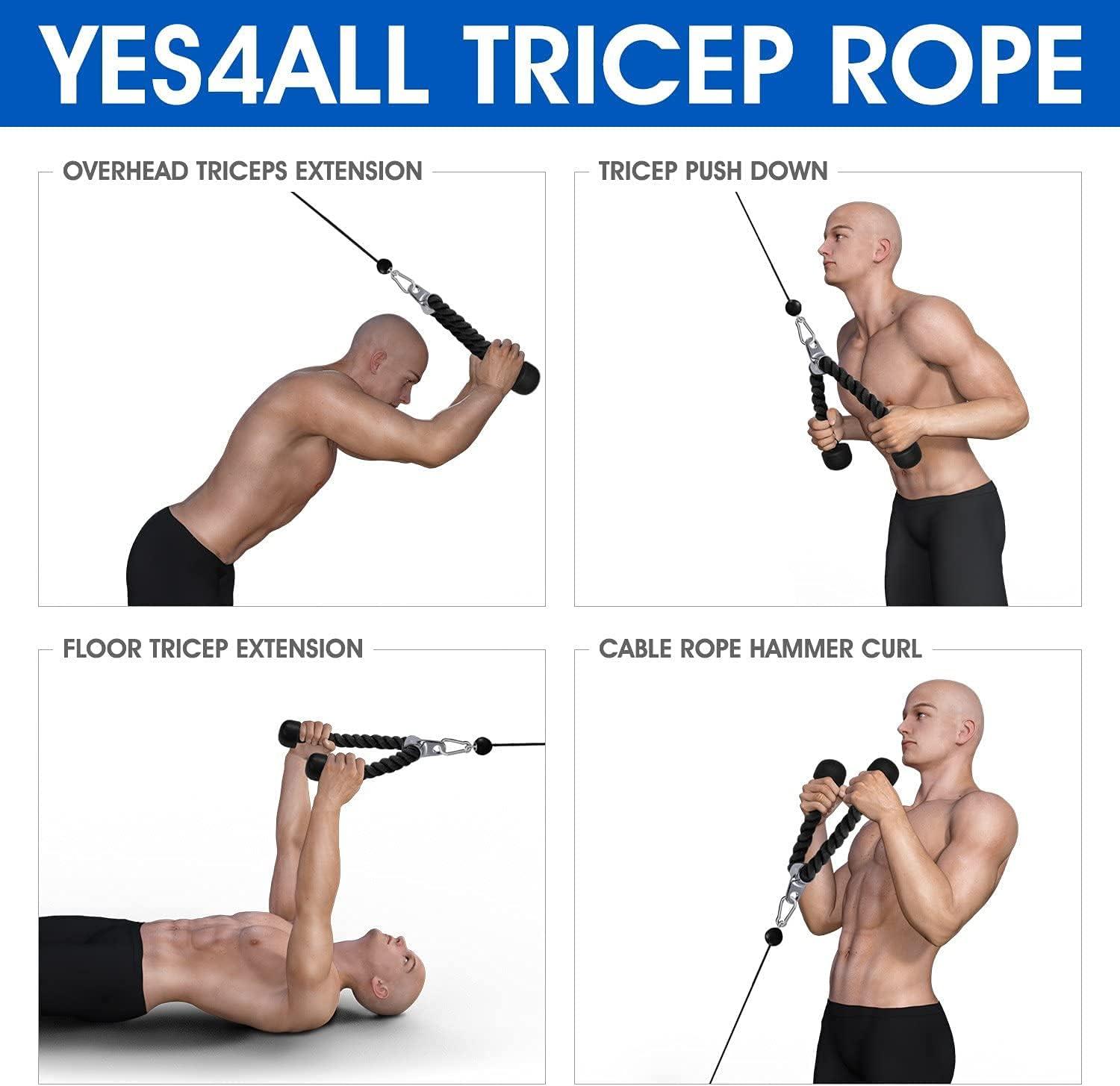 imageYes4All Deluxe Tricep Rope Cable Attachment 27 amp 36 inch with 4 Colors Exercise Machine Attachments Pulley System Gym Pull Down Rope with CarabinerE 36 Red