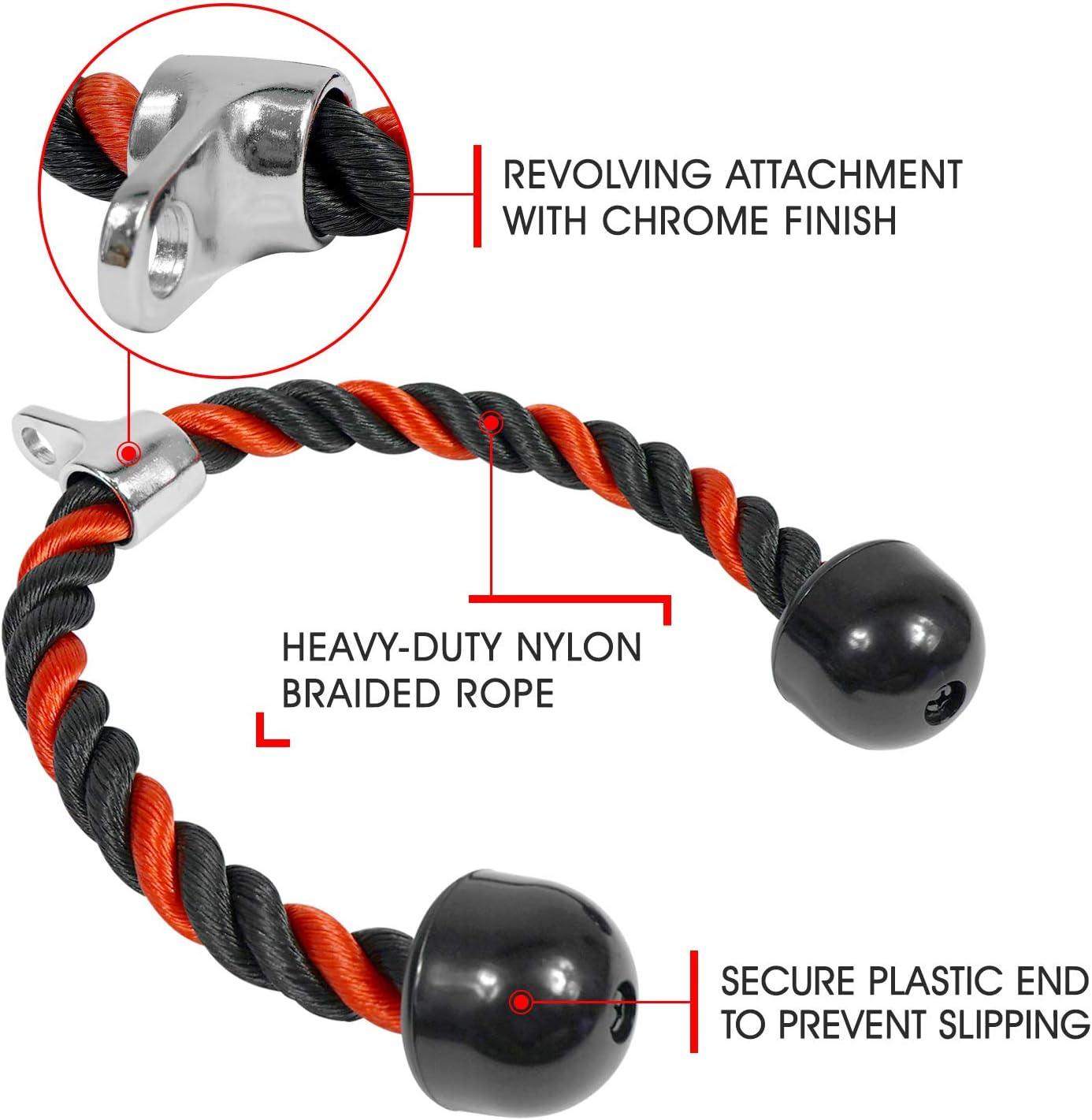 imageYes4All Deluxe Tricep Rope Cable Attachment 27 amp 36 inch with 4 Colors Exercise Machine Attachments Pulley System Gym Pull Down Rope with CarabinerF 36 Red Black