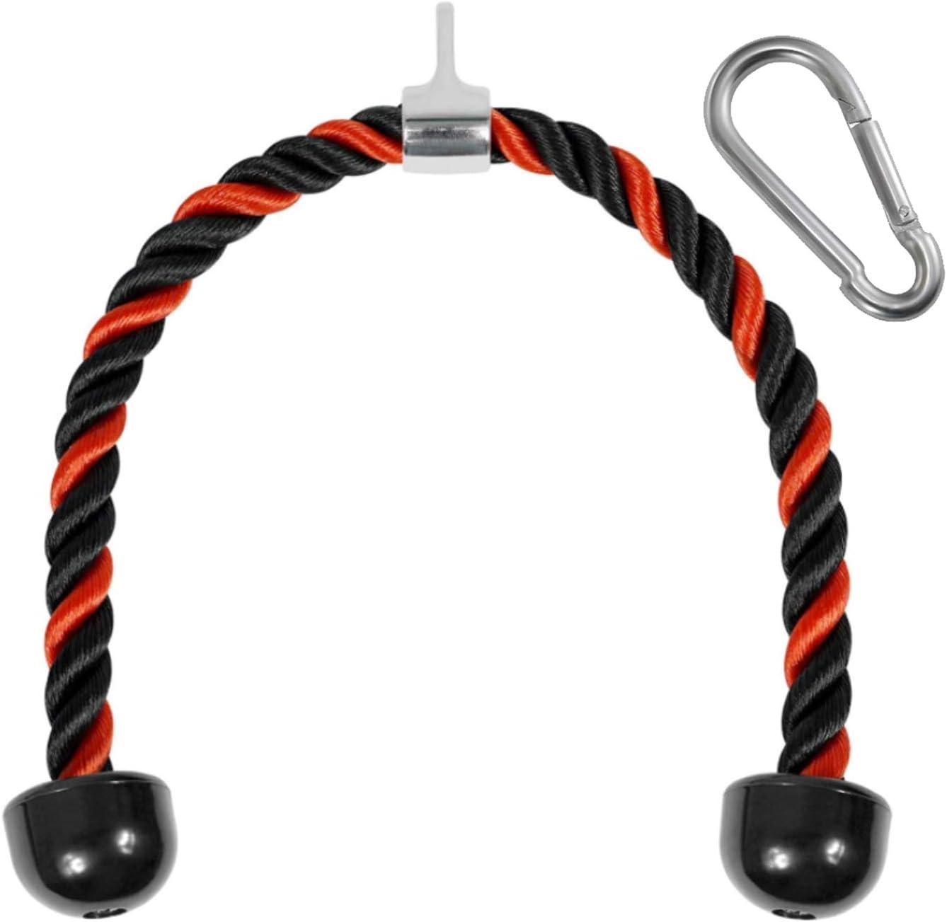 imageYes4All Deluxe Tricep Rope Cable Attachment 27 amp 36 inch with 4 Colors Exercise Machine Attachments Pulley System Gym Pull Down Rope with CarabinerF 36 Red Black