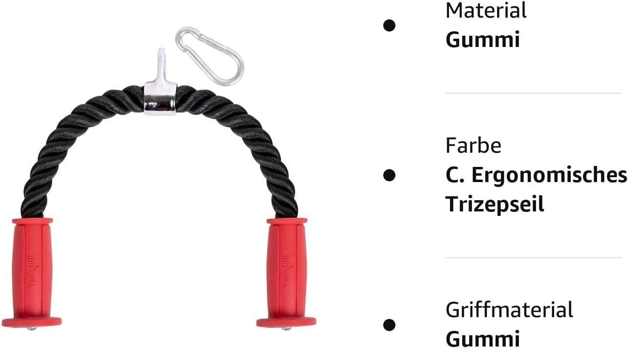 imageYes4All Deluxe Tricep Rope Cable Attachment 27 amp 36 inch with 4 Colors Exercise Machine Attachments Pulley System Gym Pull Down Rope with CarabinerI Tricep Rope Ergonomic