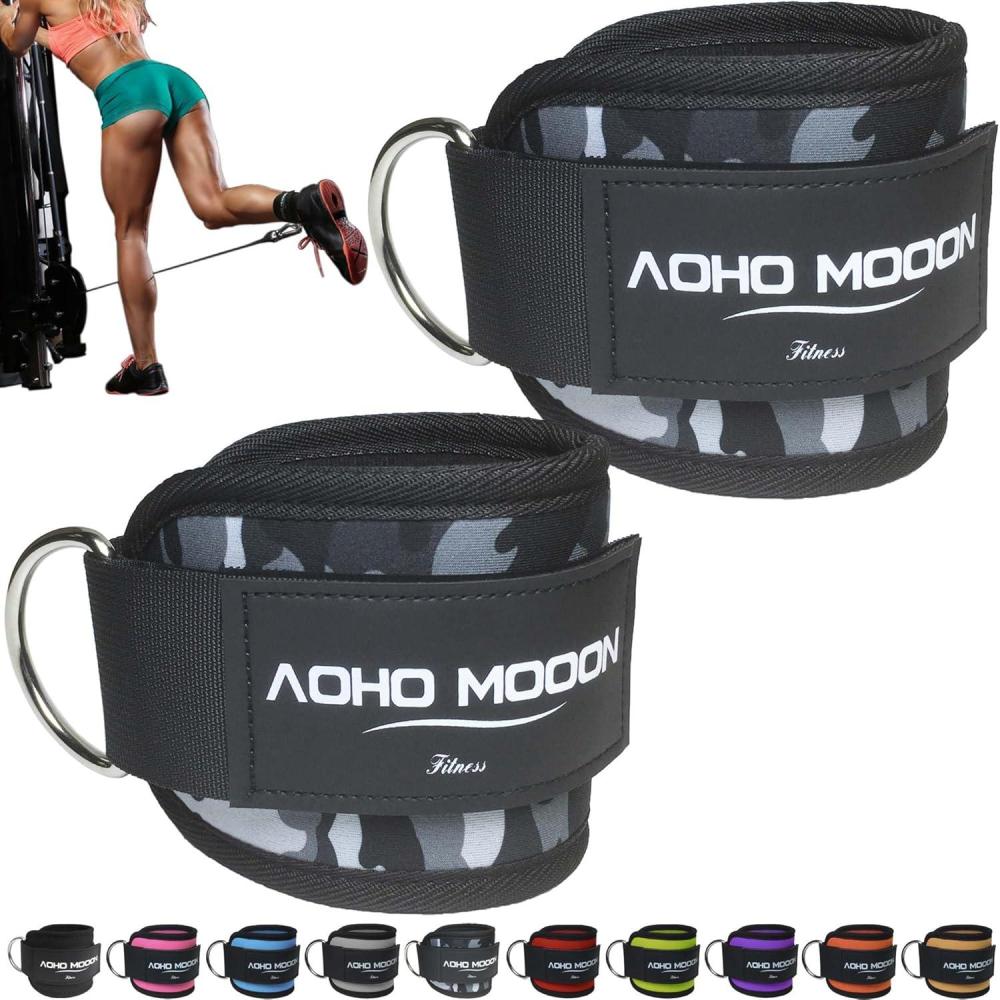 imageAOHO MOOON Comfortable Adjustable Ankle Straps for Cable Machines Women Gym Workout Leg Strap Glute Cuff Ankle Cuffs for Glute Workouts Foot Straps for Kickback One Size Fit AllCome