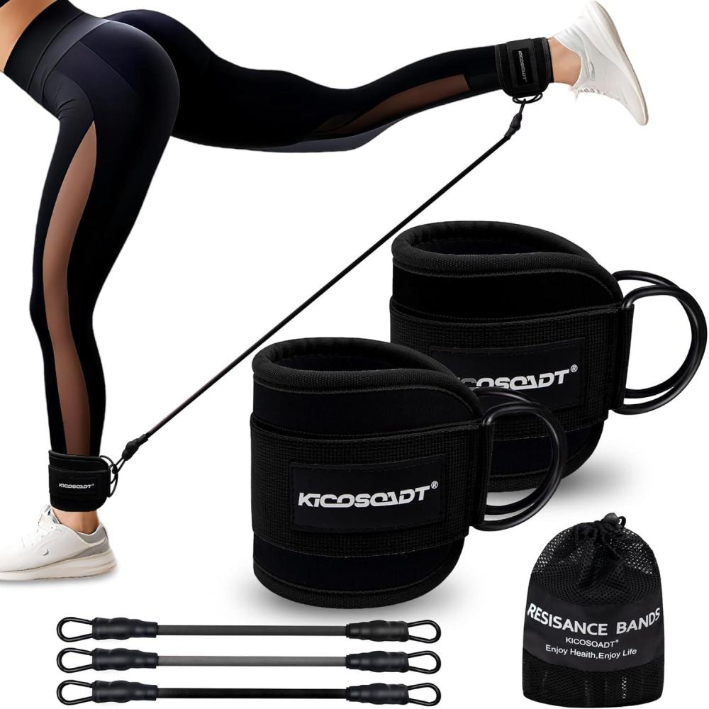 imageAnkle Resistance Bands with CuffsAnkle Straps for Cable Machines WomenGlute Kickback Ankle Strap for Gym amp HomeLeg Extension amp Hip AbductorsBlack