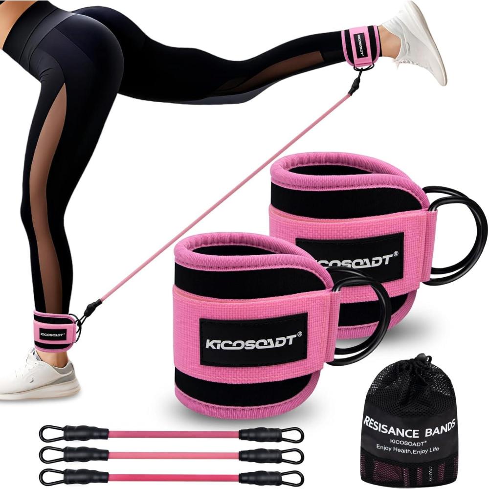 imageAnkle Resistance Bands with CuffsAnkle Straps for Cable Machines WomenGlute Kickback Ankle Strap for Gym amp HomeLeg Extension amp Hip AbductorsPink