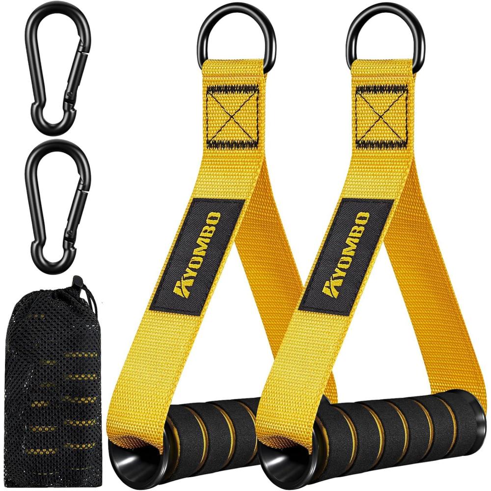 imageAyombo Gym Equipment Cable Attachments for Gym Home Workout Equipment Machine Grip Attachments Resistance Bands Handles for Weight Strength Trainer Gym Heavy Duty Exercise Handle for Men1Yellow