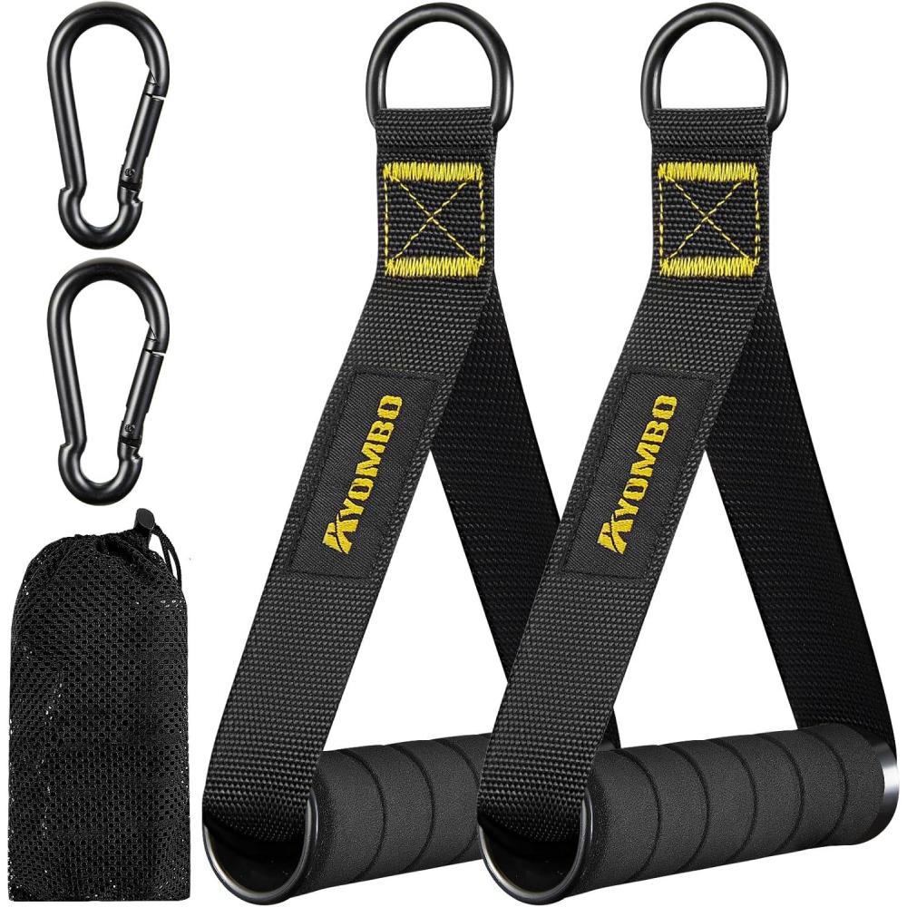 imageAyombo Gym Equipment Cable Attachments for Gym Home Workout Equipment Machine Grip Attachments Resistance Bands Handles for Weight Strength Trainer Gym Heavy Duty Exercise Handle for MenBlack