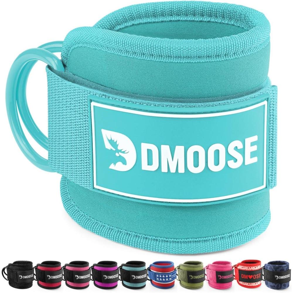 imageDMoose Fitness Ankle Strap for Cable Machine  One Size Fit with Premium Padding Cuffs Ankle Bands for Working Out Booty Workouts Leg Extension Hip Abductors Kickbacks amp Lower Body ExercisesMint Blue  Single