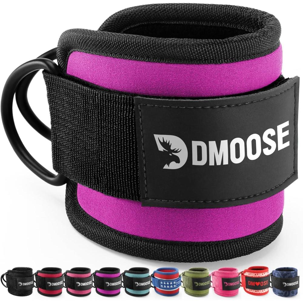 imageDMoose Fitness Ankle Strap for Cable Machine  One Size Fit with Premium Padding Cuffs Ankle Bands for Working Out Booty Workouts Leg Extension Hip Abductors Kickbacks amp Lower Body ExercisesMagenta  Single