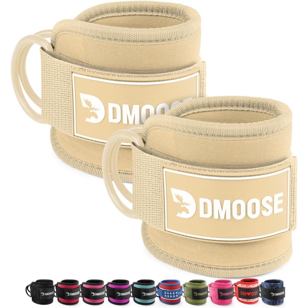 imageDMoose Fitness Ankle Strap for Cable Machine  One Size Fit with Premium Padding Cuffs Ankle Bands for Working Out Booty Workouts Leg Extension Hip Abductors Kickbacks amp Lower Body ExercisesBeige  Pair