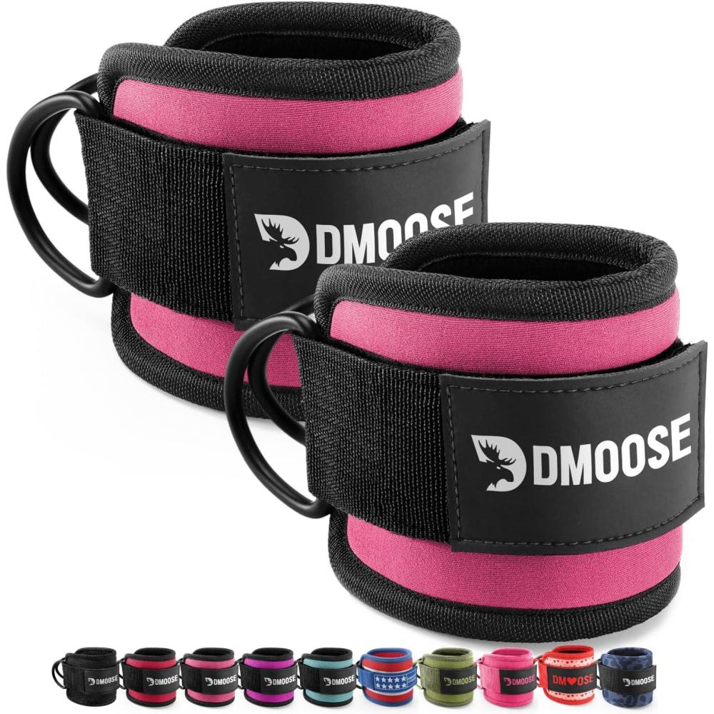 imageDMoose Fitness Ankle Strap for Cable Machine  One Size Fit with Premium Padding Cuffs Ankle Bands for Working Out Booty Workouts Leg Extension Hip Abductors Kickbacks amp Lower Body ExercisesPink  Pair