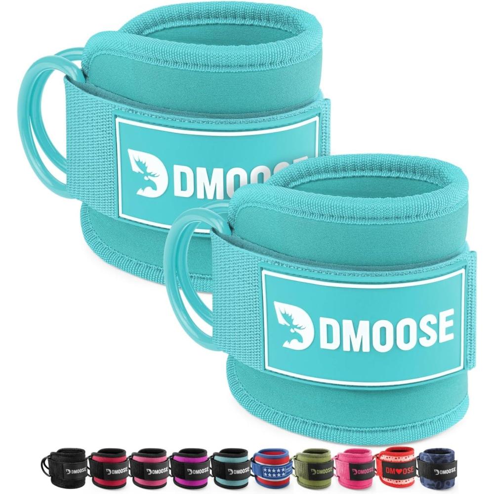 imageDMoose Fitness Ankle Strap for Cable Machine  One Size Fit with Premium Padding Cuffs Ankle Bands for Working Out Booty Workouts Leg Extension Hip Abductors Kickbacks amp Lower Body ExercisesMint Blue  Pair