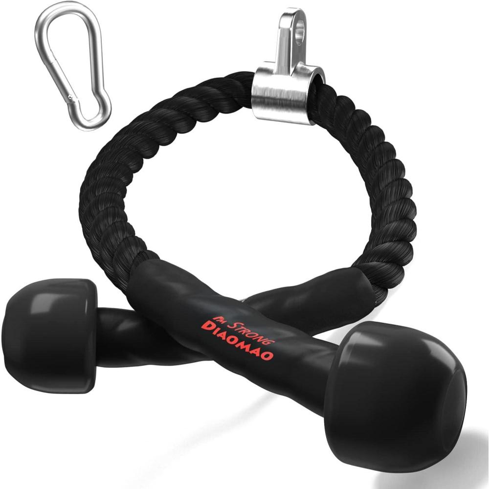 imageDiaomao Tricep Rope with Upgraded Rubber Handles35 Inch Tricep Pull Down Rope for Cable Machine Greater Range of Motion Triceps Rope Cable Attachment for Gym Home Easy to Grip NonSlipBlack Tricep Rope