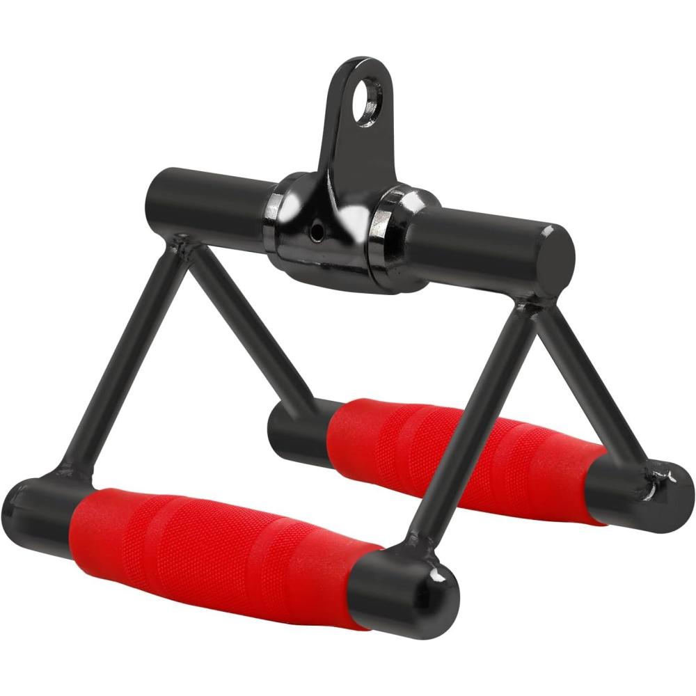 imageETENERGIC Vshaped Bar Straight Rotating Bar Curl LAT Pull Down Bar D Handle Double D Row Handle With PU Grip Environmentally Odorless Lat Pulldown Attachments Cable Machine Attachment for Home GymGMA004
