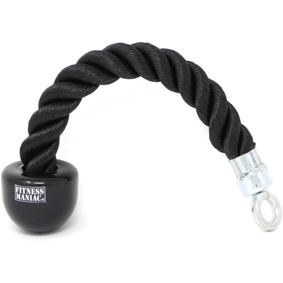 imageFITNESS MANIAC Home Gym Cable Attachment Handle Machine Exercise Chrome PressDown Strength Training Home Gym AttachmentsSingle Grip Tricep Rope