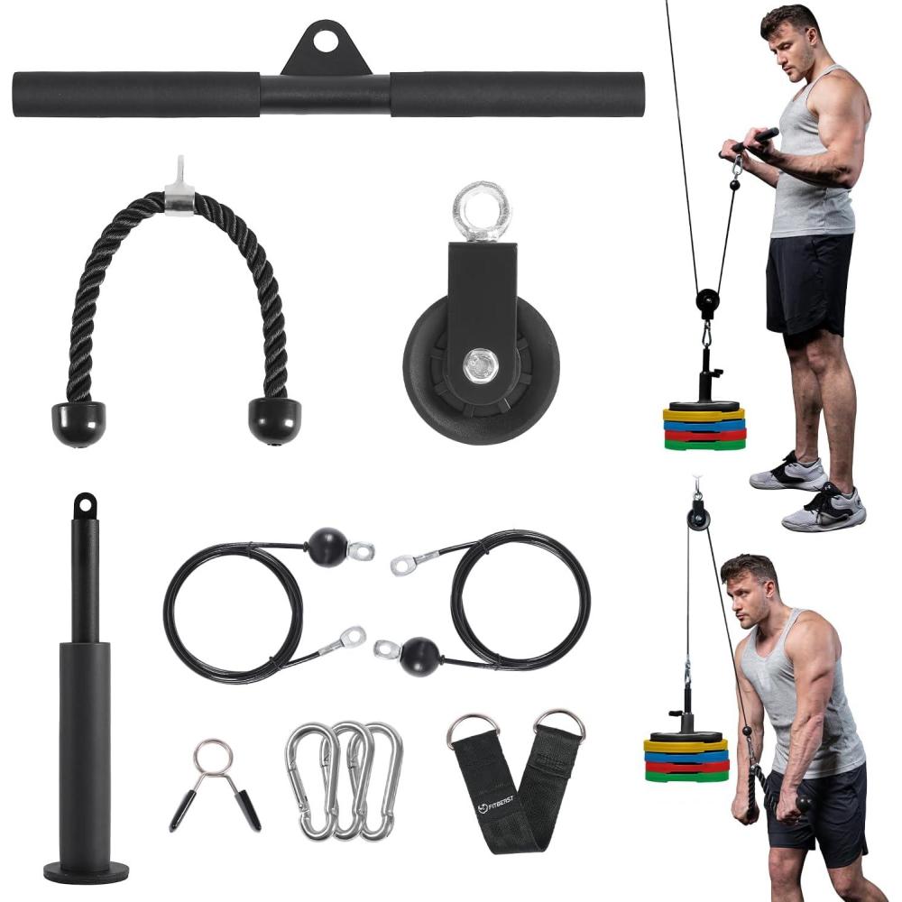 imageFitBeast Pulley System Gym Cable Weight Pulley System for Gym LAT Pulldown Biceps Curl Workout Ideal Home Gym Equipment for Forearm Shoulder Strength TrainingSet with Non Multifunctional Bar
