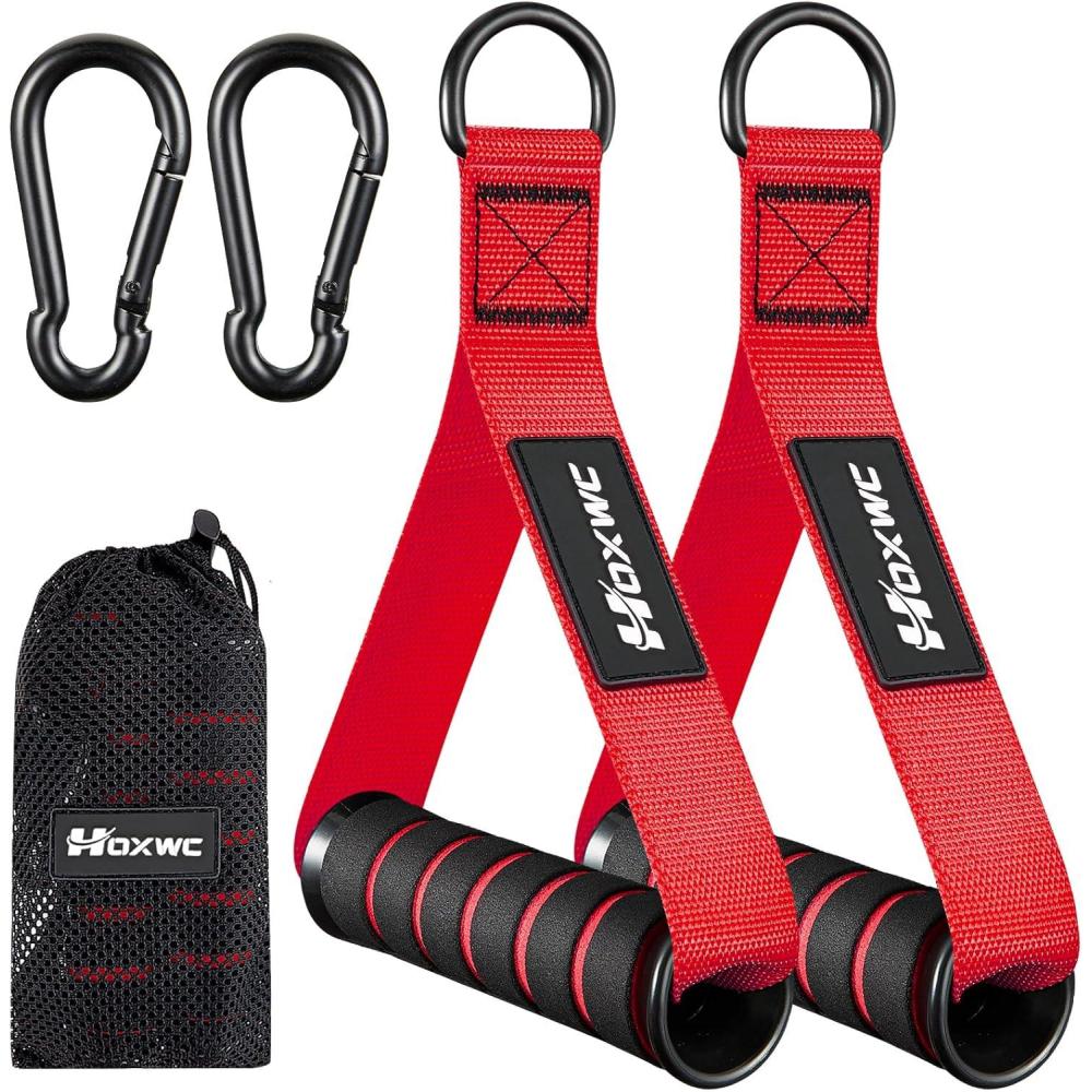 imageHOXWC Cable Handles Gym Equipment Heavy Duty Resistance Band Handles Replacement Exercise Handles for Cable Machine Pulley System Strength Trainer Pull Down Workout Home Gym Cable AttachmentsRed