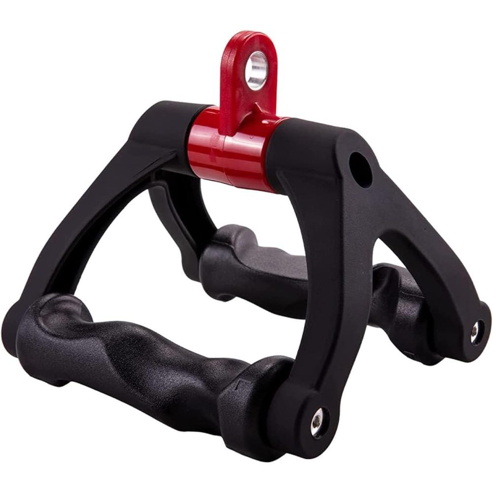 imageHXDERGO Double D Handle for Cable Machine  Ergonomic Row Handle Cable Attachment  Triangle V Bar Grip LAT PullDown Attachments for Home GymBlack