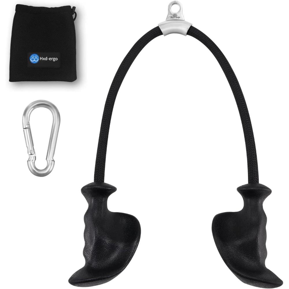 imageHXDERGO Tricep Rope with Ergonomic Handles 36 Inch Tricep Pull Down Rope for Cable Machine Pulley System Triceps Rope Cable Attachment for Gym HomeBlack
