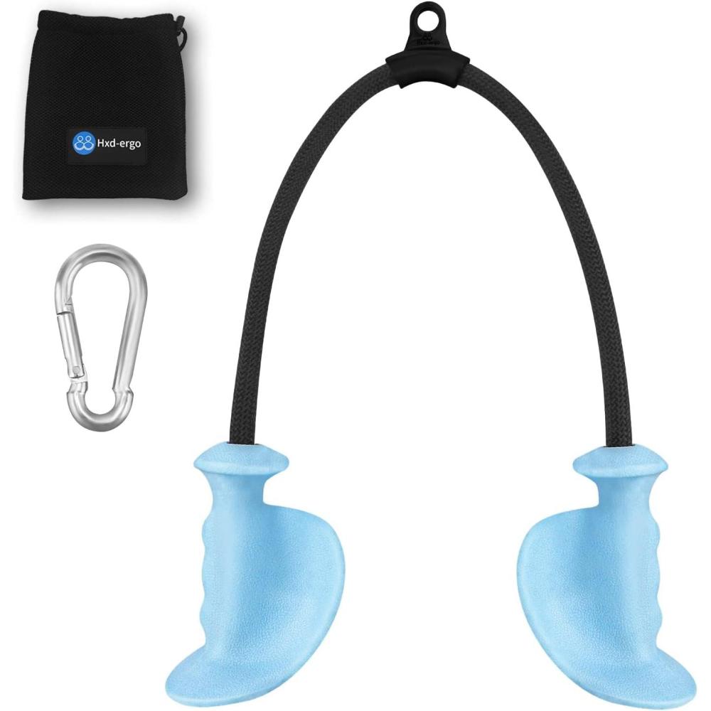 imageHXDERGO Tricep Rope with Ergonomic Handles 36 Inch Tricep Pull Down Rope for Cable Machine Pulley System Triceps Rope Cable Attachment for Gym HomeBlue