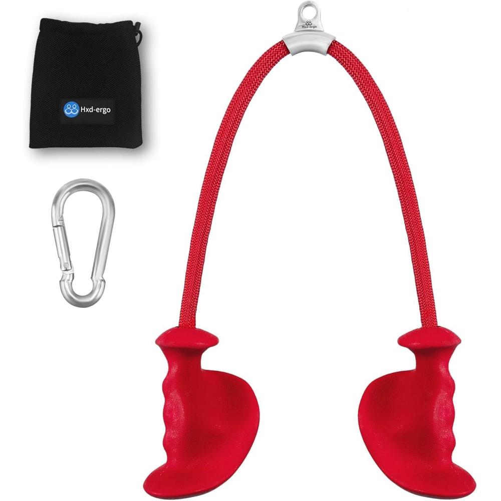 imageHXDERGO Tricep Rope with Ergonomic Handles 36 Inch Tricep Pull Down Rope for Cable Machine Pulley System Triceps Rope Cable Attachment for Gym HomeRed