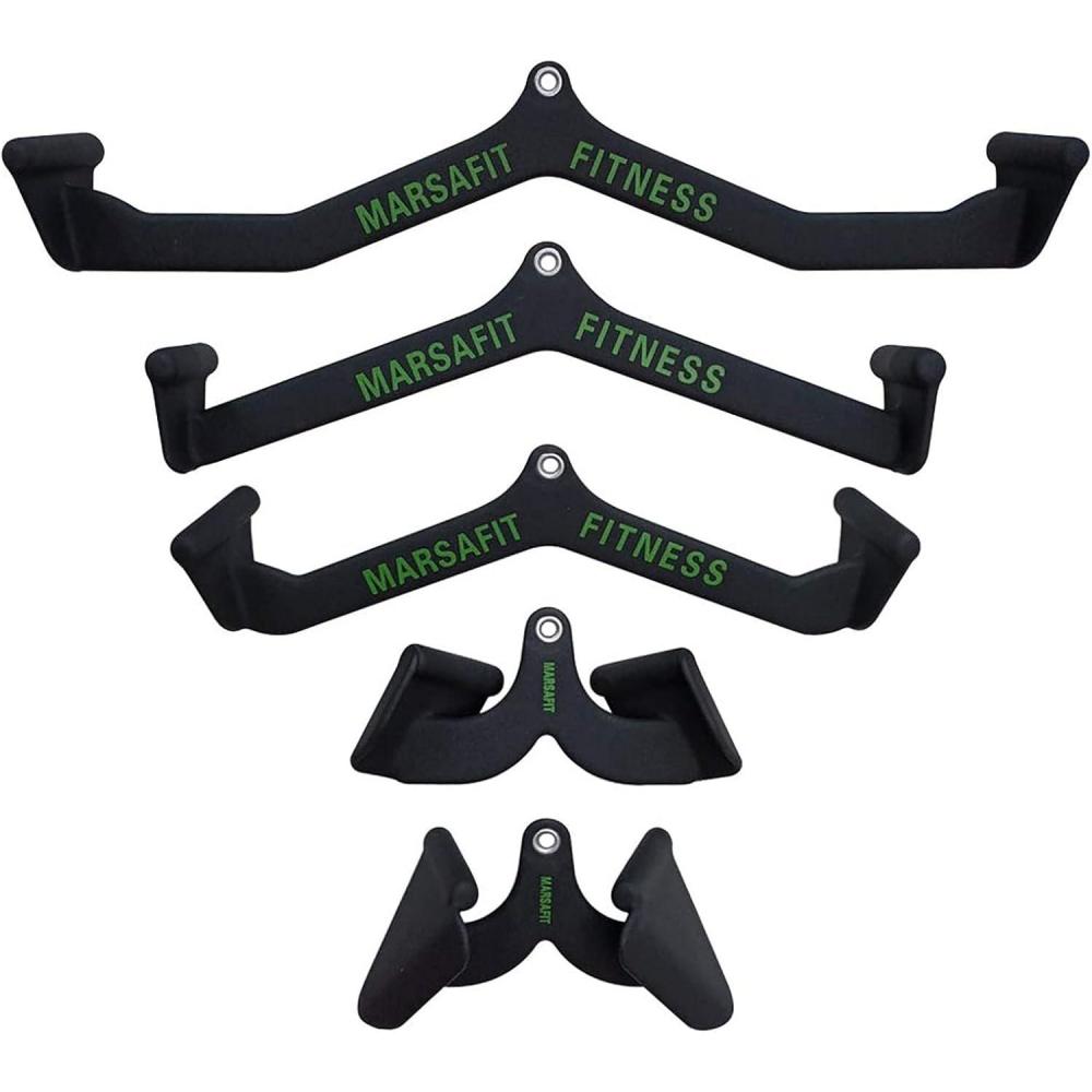 imageHome Gym Fitness Rowing Tbar Vbar Pulley Cable Machine Attachment Bicep Curl Tricep Lat pulldown Bar Back Strength Training Handle Grips Lat Pull Down Bar for Seat Row Workout5PCS