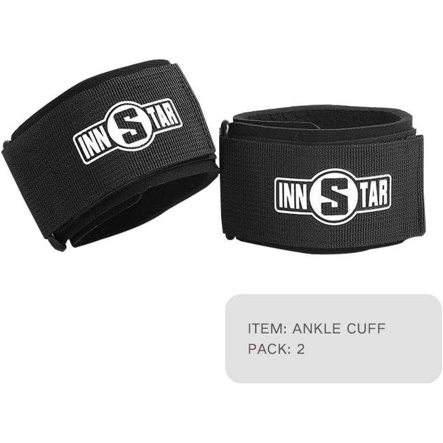 imageINNSTAR Cable Handles Gym Equipment Resistance Band Handles with Solid ABS Core Grips D Handle Cable Attachment Heavy Duty Exercise Handles Cable Machine Handles2 Pack Ankle Cuff