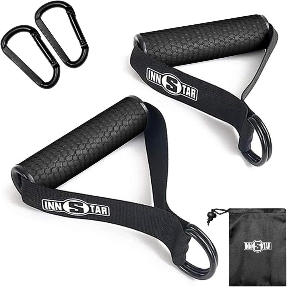 imageINNSTAR Cable Handles Gym Equipment Resistance Band Handles with Solid ABS Core Grips D Handle Cable Attachment Heavy Duty Exercise Handles Cable Machine HandlesGym HandlesBuckle