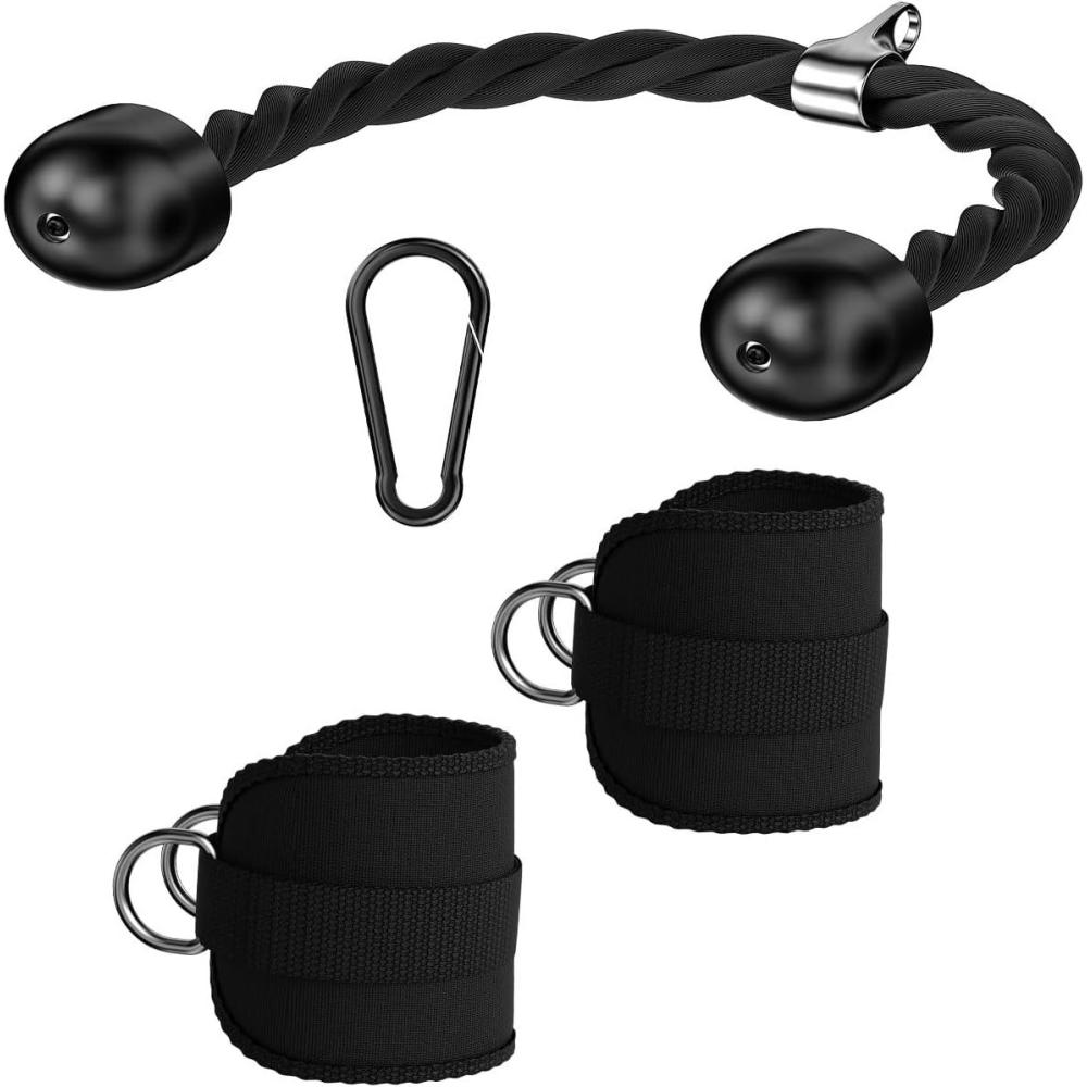 imageJOTUPLUN Cable Machine Attachment for Home Gym Tricep Press LAT Pull Down Attachment Tricep Press Down Cable Accessories for Weight Fitness Multiple OptionsTricep Rope  Ankle Straps  Snap Hooks