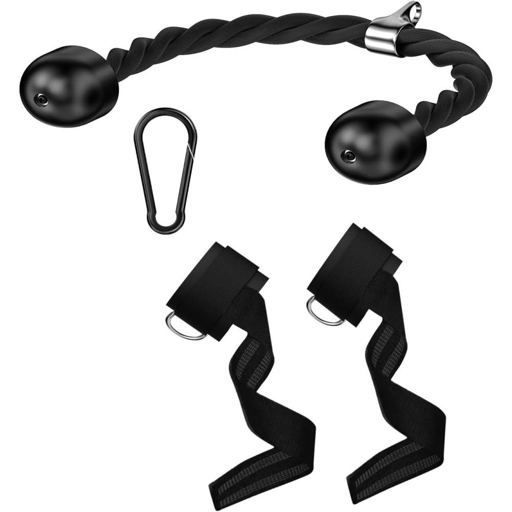 imageJOTUPLUN Cable Machine Attachment for Home Gym Tricep Press LAT Pull Down Attachment Tricep Press Down Cable Accessories for Weight Fitness Multiple OptionsTricep Rope Lifting Wrist Straps Snap Hooks