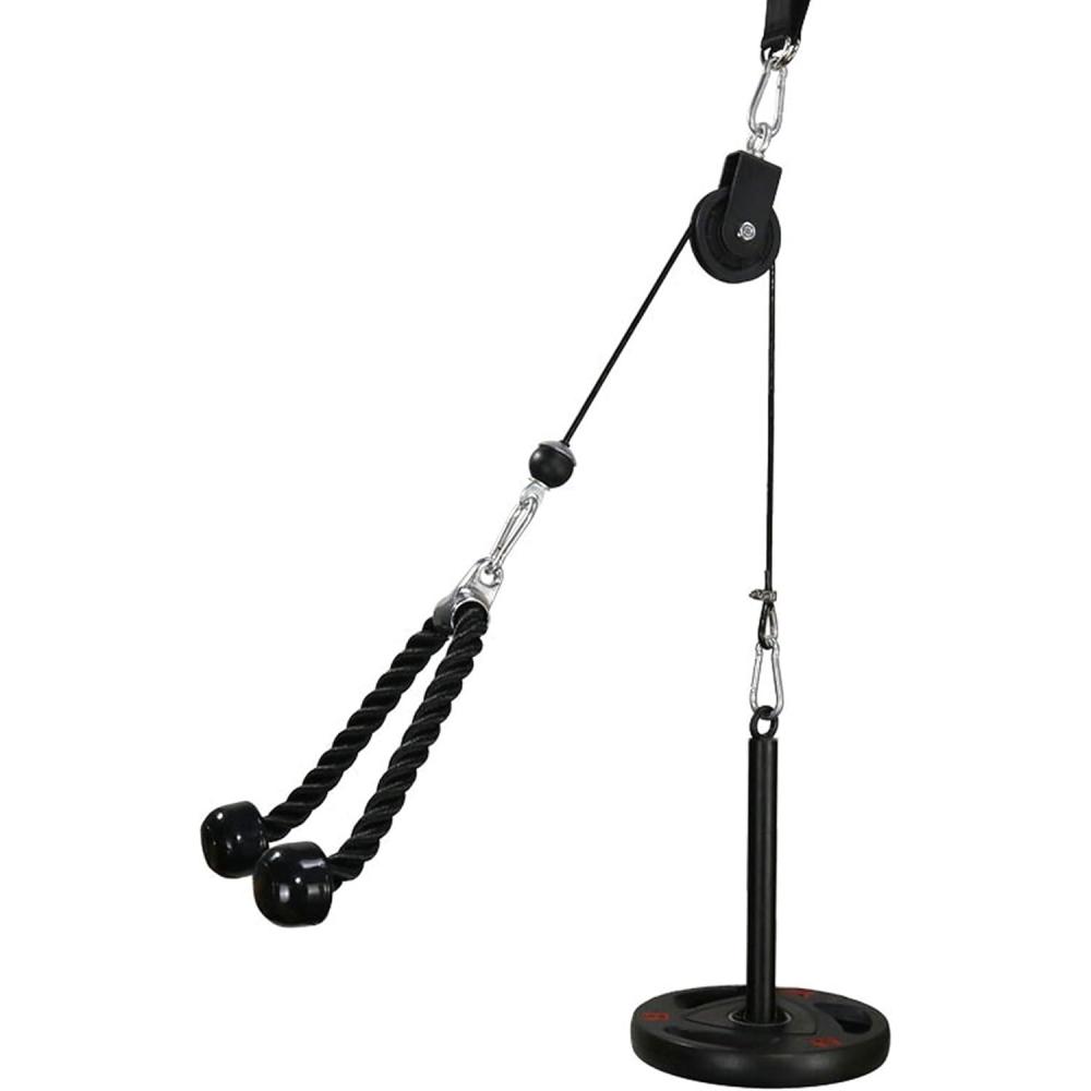 imageLFJ LAT Pull Down and Lift Weight Pulley System Cable Machine Pulley Attachment for Triceps Pull Down Biceps Curl Back Forearm Shoulder Home Gym EquipmentTriceps Rope Set