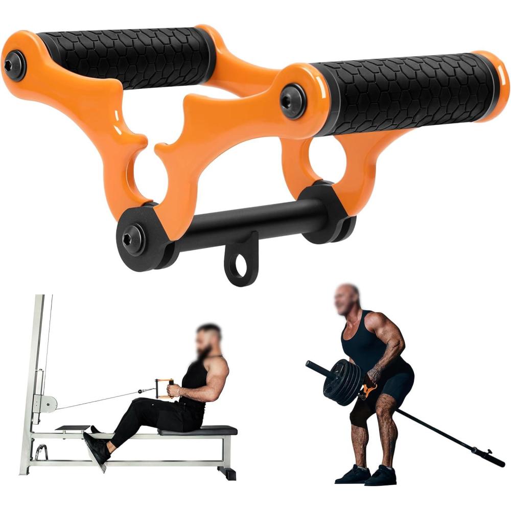 imageLovind V Bar Landmine Attachment T Bar Handle for Barbell BarsFoldable V Bar Row Handle Double D Row Handle with Rubber Coating TRow Attachment for Strength Training BarsBlackYellow