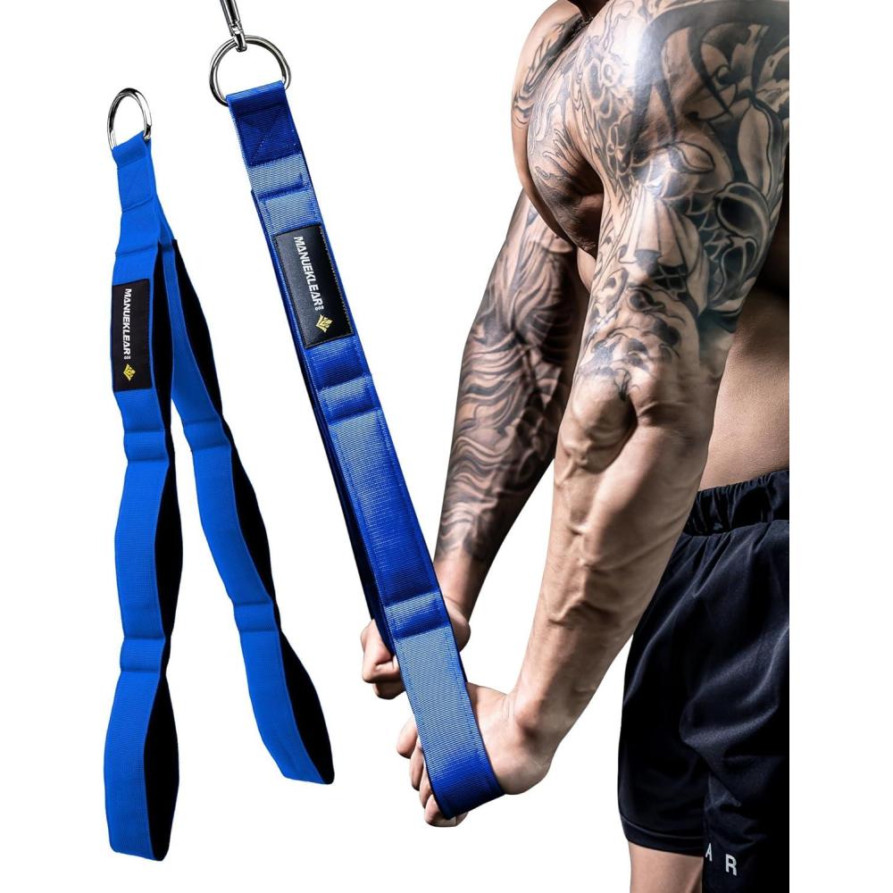 imageMANUEKLEAR Tricep Rope Cable Attachment Handles Greater Range of Motion Tricep Pull Down Rope for Push Downs Crunches Facepulls for Professional GymBlue