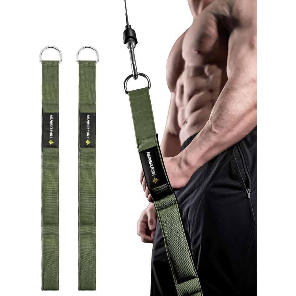 imageMANUEKLEAR Tricep Rope Cable Attachment Handles Greater Range of Motion Tricep Pull Down Rope for Push Downs Crunches Facepulls for Professional GymGreen 2pcs
