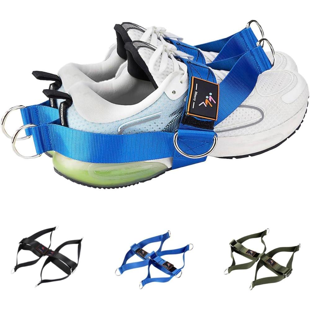 imageMOOCY 2 Pack Foot Strap for Cable Machine Fitness Attachment Ankle Straps Glute Kickback Leg Exercise for Cable Machines Shoe Cover Pull Belt4 RingBlue 2 Pack