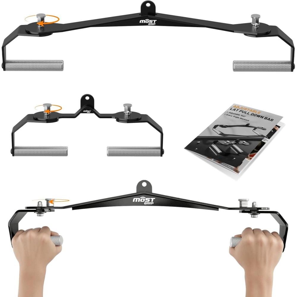 imageMOST GRIP Lat Pull Down Bar Set with 360 Rotatable Handles Lat Pulldown Attachments for Whole Back Training HeavyDuty Locking LAT Pulldown Bars for Home Gym Cable