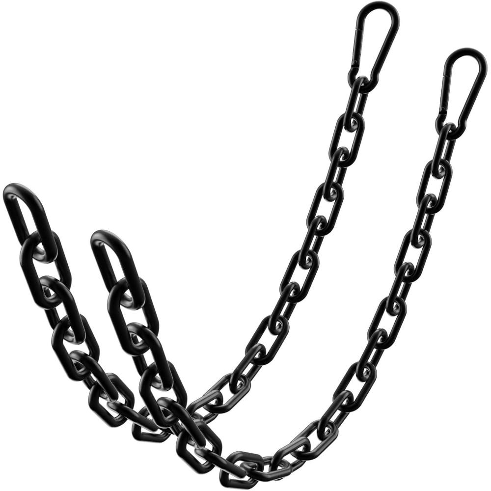 imageMixizigoz Fitness Chain Weight Lifting Chain 304 Stainless Steel Exercise Cable Machine Extension LAT Pulldown Bar Extension Attacment for Home GymBlack5mm 2pcs