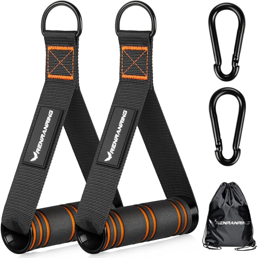 imageRENRANRING Gym Exercise Handles Replacement Handle Attachments for Cable Machine Pulleys Resistance Band and Strength Trainer Pull Down Workout Accessories Home Gym Add On Equipment1 BlackOrange