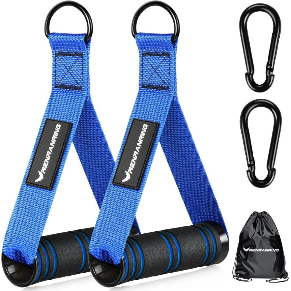 imageRENRANRING Gym Exercise Handles Replacement Handle Attachments for Cable Machine Pulleys Resistance Band and Strength Trainer Pull Down Workout Accessories Home Gym Add On EquipmentBlue
