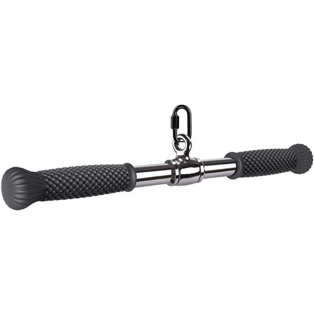 imageSELEWARE Rotating Straight Bar Cable Machines Attachments for Gym Pull Down Bar Press Down Bar with NonSlip Rubber Handle Universal Attachment for Cable Machines18 Silver Rotating Straight Bar W Convex Rubber Handle